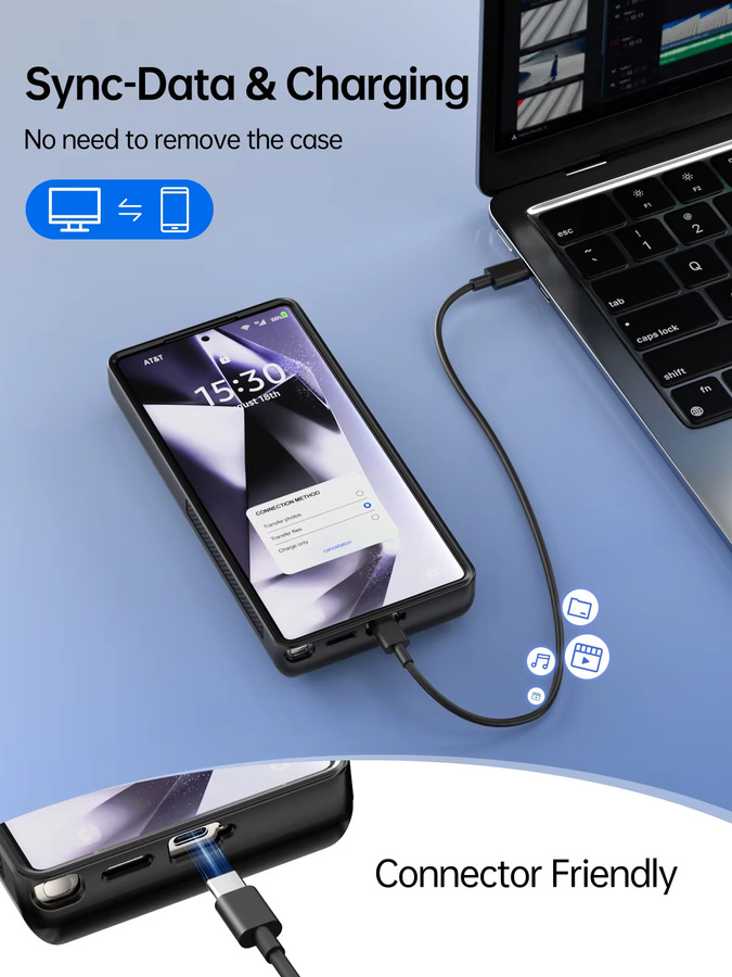 NEWDERY Magnetisches Akku-Ladegehäuse für Samsung Galaxy S25 Ultra, Tragbare Kabellose Powerbank-Hülle, Schwarz, 10000mAh - Bild 5