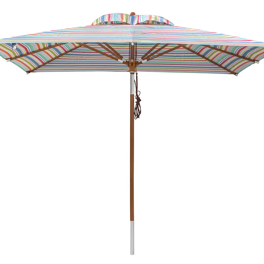 Anndora Sonnenschirm quadratisch mit Holz-Knickfunktion, Gestreift, Multicolour, UV-Schutz UPF 50+, B/T: 300 x 300 cm - Bild 1