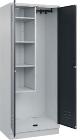 C+P Putzmittel-Spind Classic PLUS mit Sockel, 2 Abteile, Zylinderschloss, Grau/Anthrazit, B/T/H: 195 x 80 x 50 cm - Bild 1