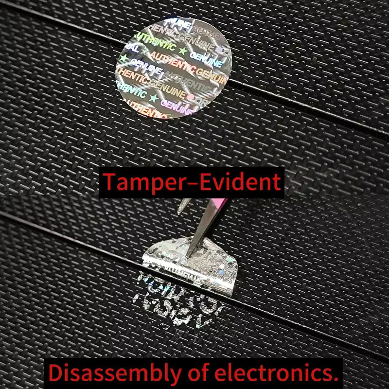 VOID Tamper Evident Hologramm-Aufkleber silber, manipulationssichere Etiketten für den einmaligen Gebrauch - Bild 3