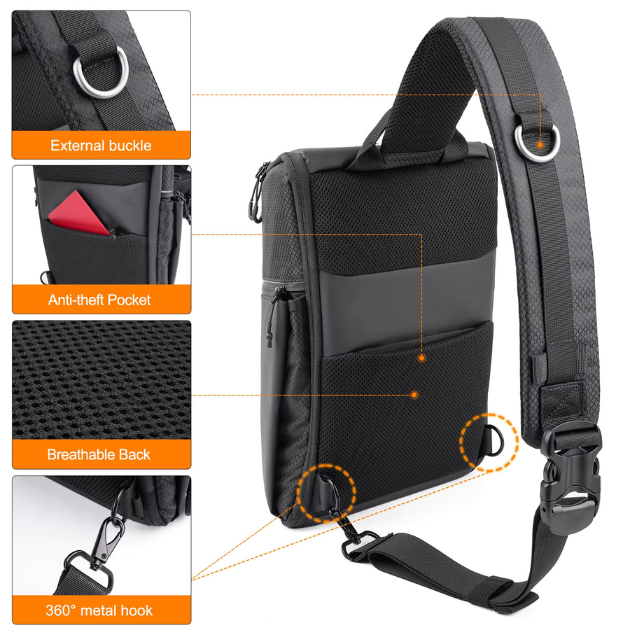 BESNFOTO Einzelschulter-Crossbody-Kameratasche für DSLR und spiegellose Kameras für Männer und Frauen zum Wandern - Bild 5