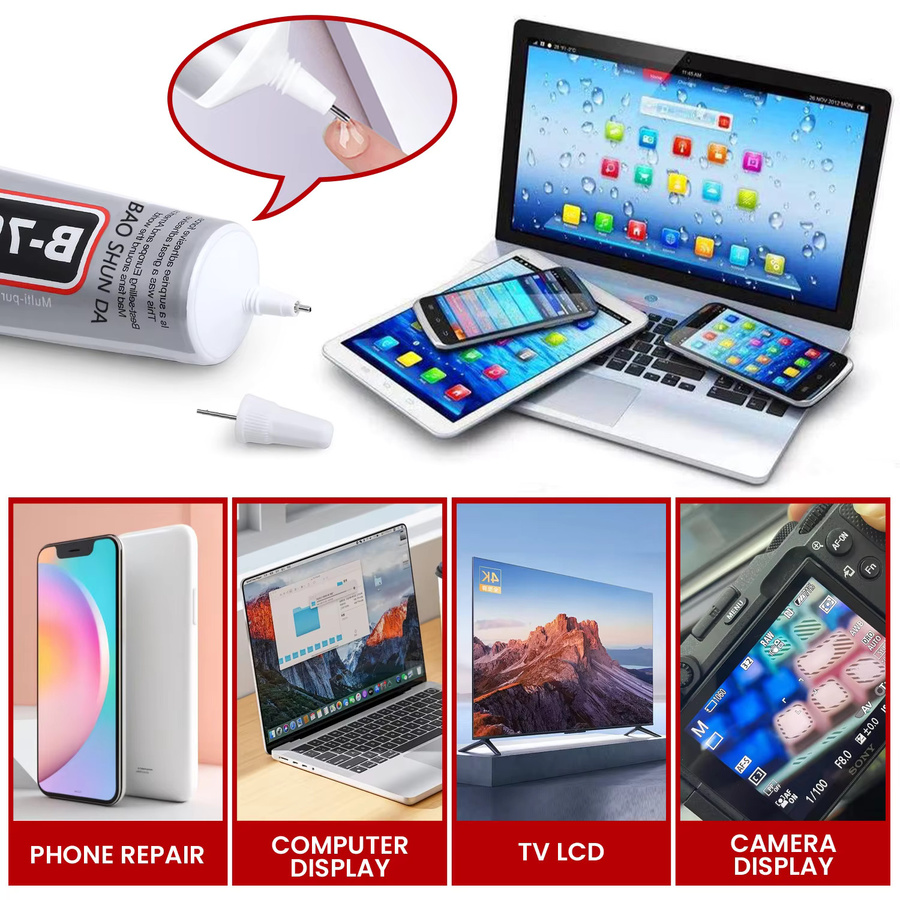 LOOLIFL 8in1 B7000 Reparaturkleber Set mit Multifunktions-Demontage Werkzeug für Handy-Displays und Glas - Bild 6