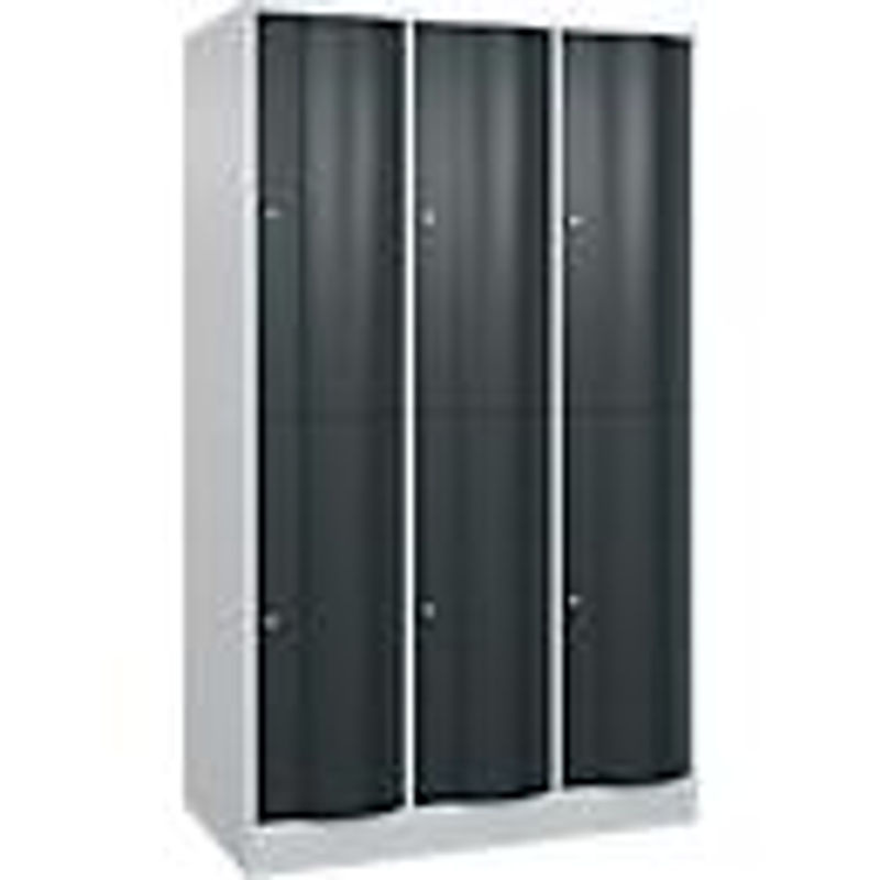 C+P Garderobenspind Resisto mit 3 Abteilen und 6 Fächern, Stahl, Lichtgrau/Anthrazitgrau, B/T/H: 114,8 x 64,0 x 195,0 cm - Bild 2