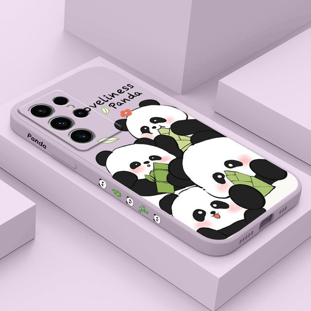 Silikon-Handyhülle mit Riesenpanda-Design für Samsung Galaxy S25 S24 S23 S22 S21 S20 Ultra FE S10 S10E Plus Note 20 Ultra in Lila - Bild 1