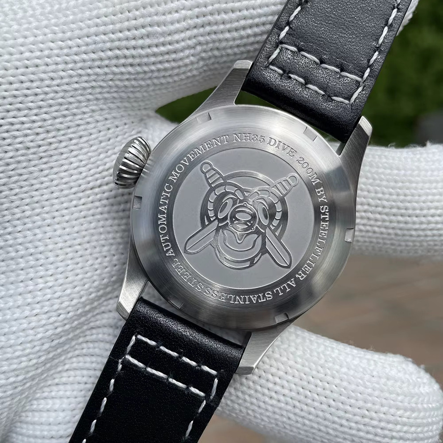 STEELFLIER Herrenuhr, Automatik, Edelstahl, Blau, Leder, 20 ATM - Bild 3