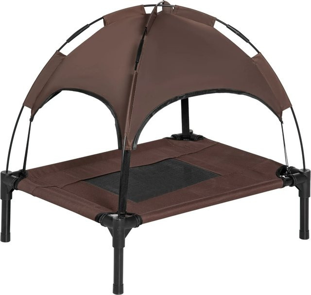 PawHut Erhöhtes Hundebett mit Baldachin aus Oxford-Gewebe und Metall, Farbe: Kaffee/Schwarz, B/H/L: 46 x 62 x 46 cm - Bild 1