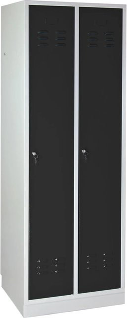 PROREGAL Garderobenschrank Ermine mit 2 Türen in Lichtgrau und Anthrazitgrau, H x B x T: 177,5 x 60 x 50 cm - Bild 1