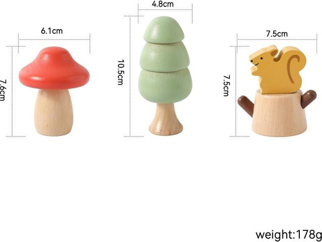 Binchi Outdoor Product Baby Montessori Holz Cartoon Waldpilz Eichhörnchen Drehschraube Spielzeug, ab 0 Jahre - Bild 1
