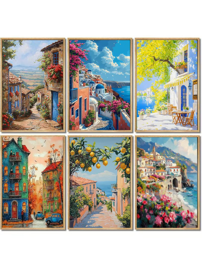 FajerminArt Wandkunst Küstenstadt als Leinwanddruck in Multicolor - Bild 3