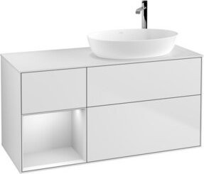 V&B Waschtischunterschrank Finion mit Wandbeleuchtung, Farbe Weiß Lack, Breite: 120 cm, Tiefe: 50,1 cm, Höhe: 50,1 cm - Bild 1