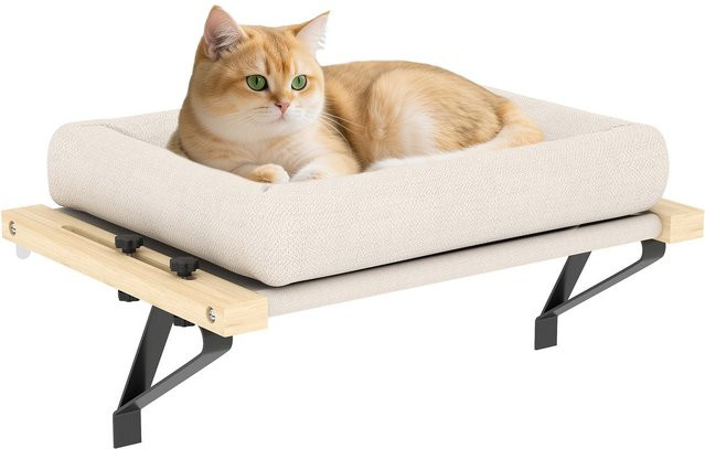 PawHut Katzen-Hängematte mit verstellbarer Halterung aus Kiefernholz und Microfaser, Farbe: Beige, B: 50 cm, T: 36 cm - Bild 1