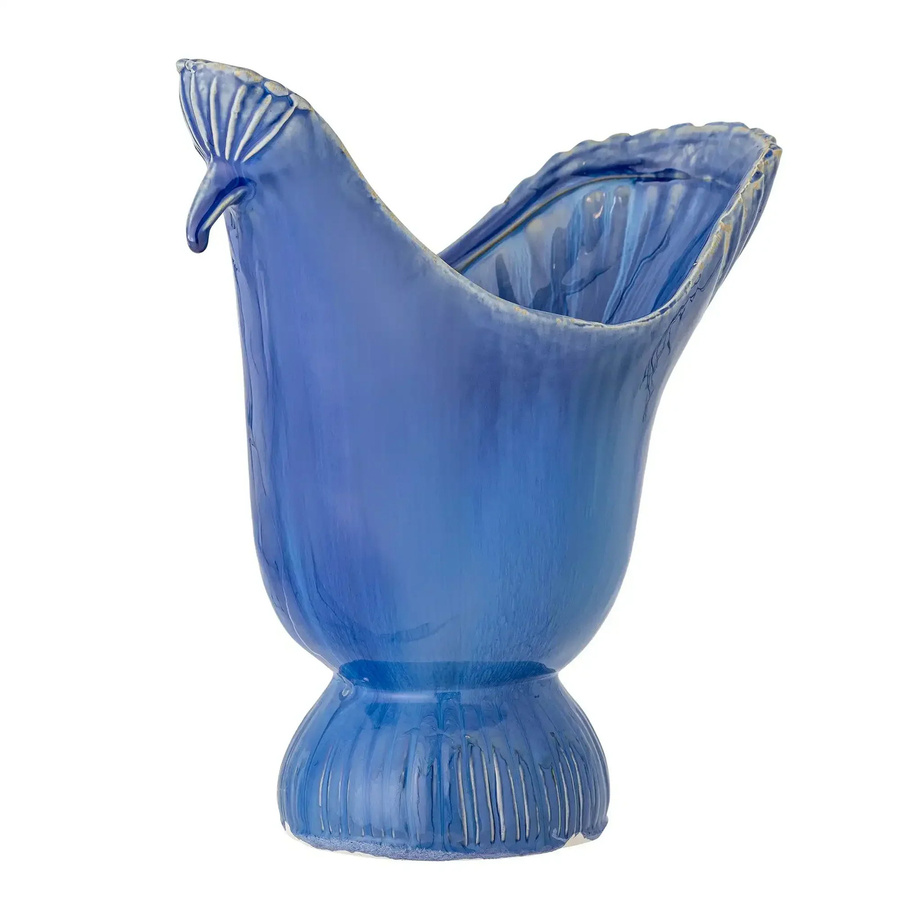 Bloomingville Keramikvase Wylie in Blau mit Pfau-Silhouette, Höhe: 26 cm - Bild 1