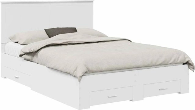 vidaXL Bettrahmen mit Kopfteil in Weiß aus lackiertem Holzwerkstoff, B/T/H: 140 x 200 x 143 cm - Bild 1