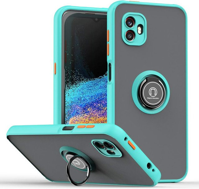 KEYSION Matte Schutzhülle für Samsung Galaxy XCover 6 Pro 5G mit Ringständer in Himmelblau und Transparent - Bild 1