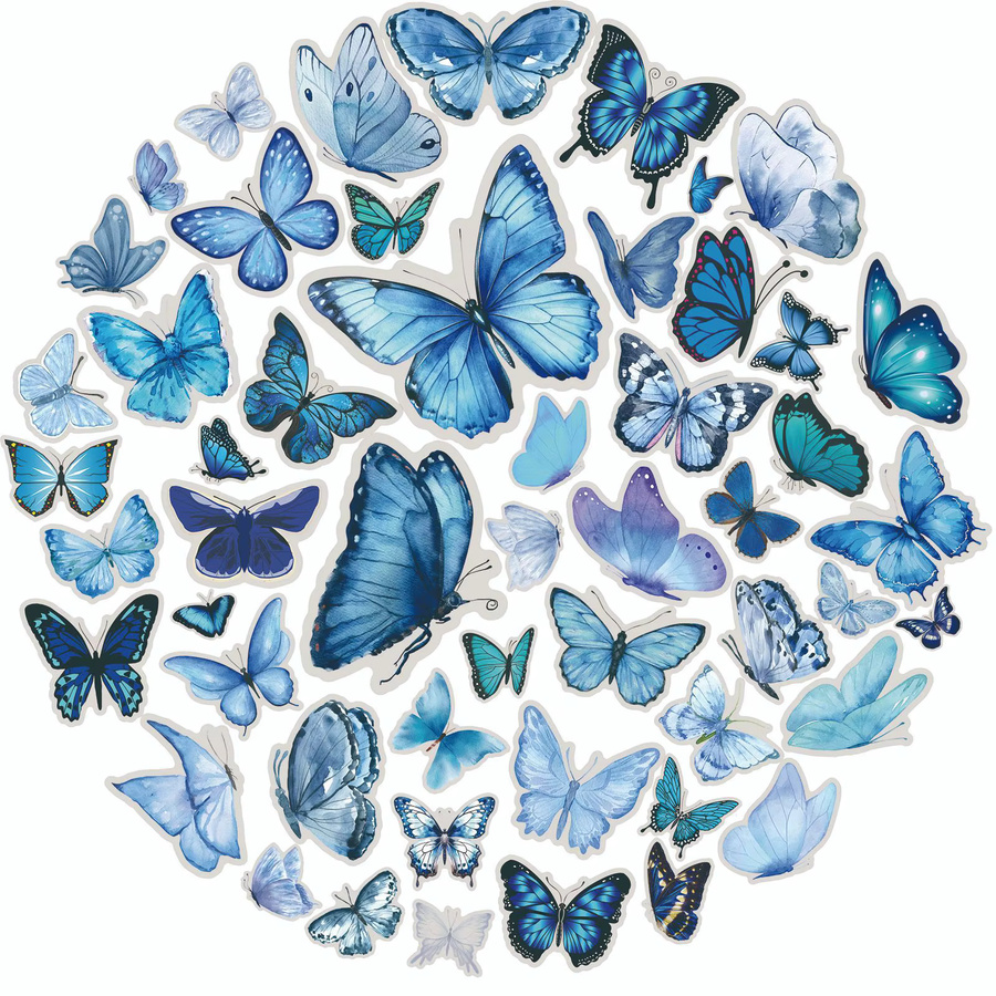 GOGOTU Schmetterling Transparente Graffiti-Aufkleber, 50-teiliges Set, blau - Bild 2