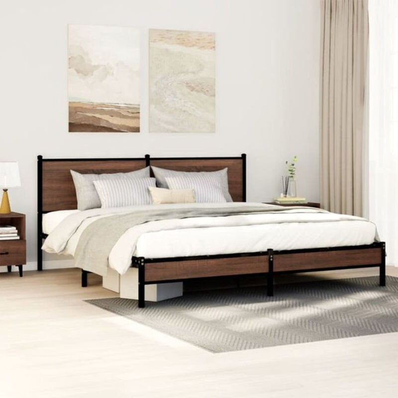 Metallbett Vidaxl aus Stahl in Braun im Industrial Design, B/T/H: 183 x 213 cm - Bild 1
