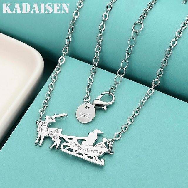 Halskette mit Weihnachtsschlitten-Anhänger, 925 Silber, Damen - Bild 1