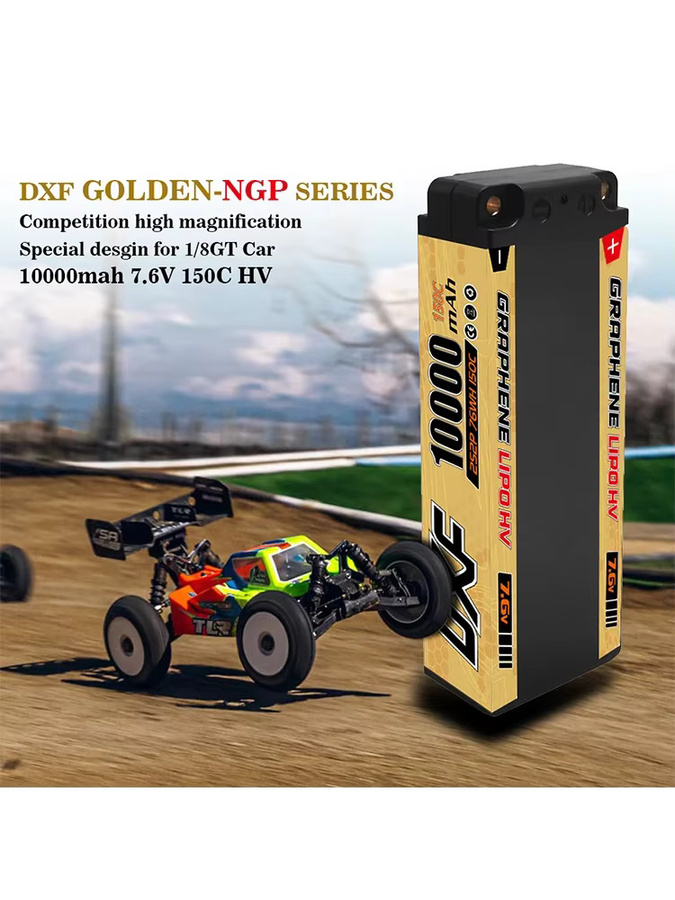 DXF 2S Lipo Akku NGP Plus, 10000mAh, 7,6V, 150C, 5mm T-Stecker, Hardcase - Bild 4