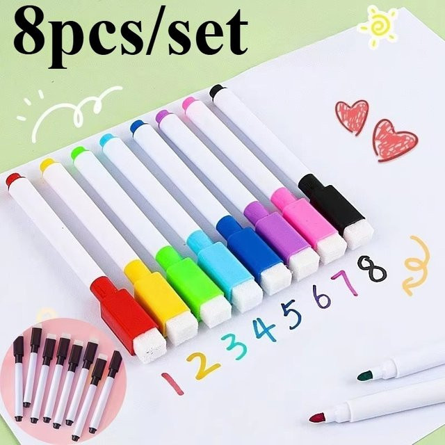 Magnetische Whiteboard Marker Set in Rot und Mehrfarben für Schule und Büro - Bild 1