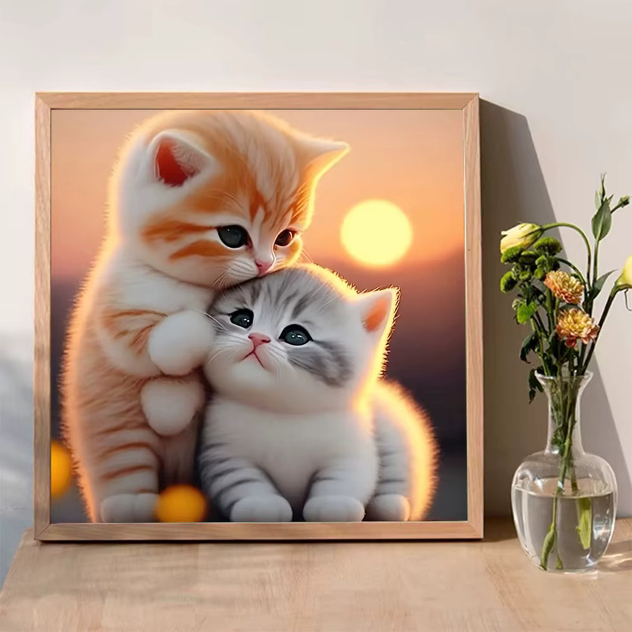 Evershine Diamant-Mosaik DIY Set für Anfänger mit Tier-Motiven, 4 Stück, Mehrfarbig, Durchmesser: 20 cm - Bild 3