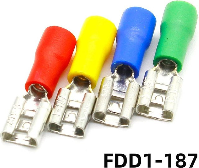ELECAPITAL 100 Stück FDD1-187 Weibliche Isolierte Elektrische Crimp Terminal für 22-16 AWG Kabelanschlüsse - Bild 1