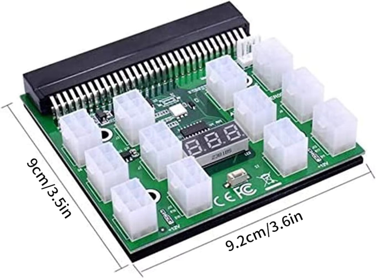 HP 12V PCI-E 12 x 6 Pin Netzteil-Adapter Breakout-Board für Server-Netzteile und GPU Mining in Grün - Bild 2