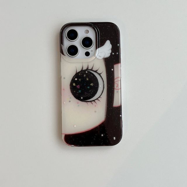 TROPLET Handyhülle im süßen Cartoon-Design mit glitzernden Augen für iPhone 11 bis iPhone 17 Pro Max Plus, Multicolour - Bild 1