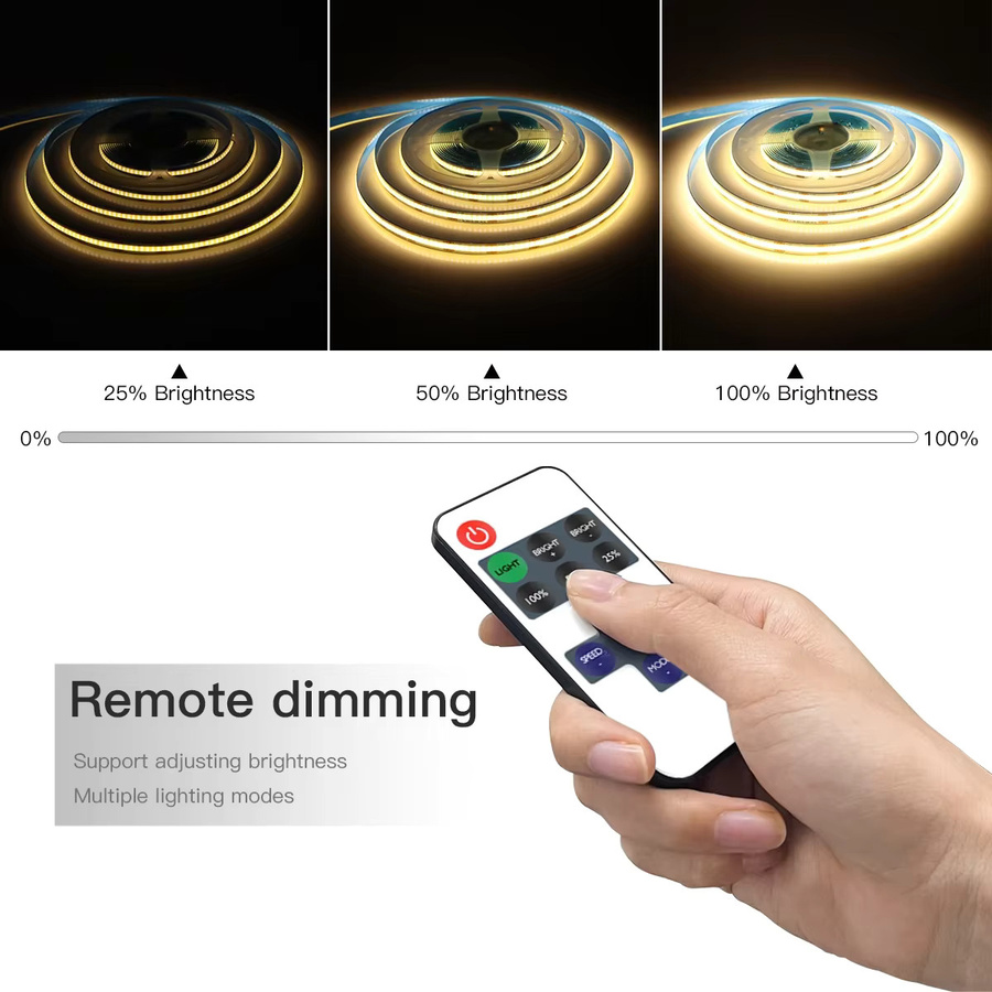 Gyarfas COB-LED-Lichtstreifen-Set mit dimmbarer RF-Fernbedienung, weiß, USB-Anschluss für Schrank- und Hintergrundbeleuchtung - Bild 2