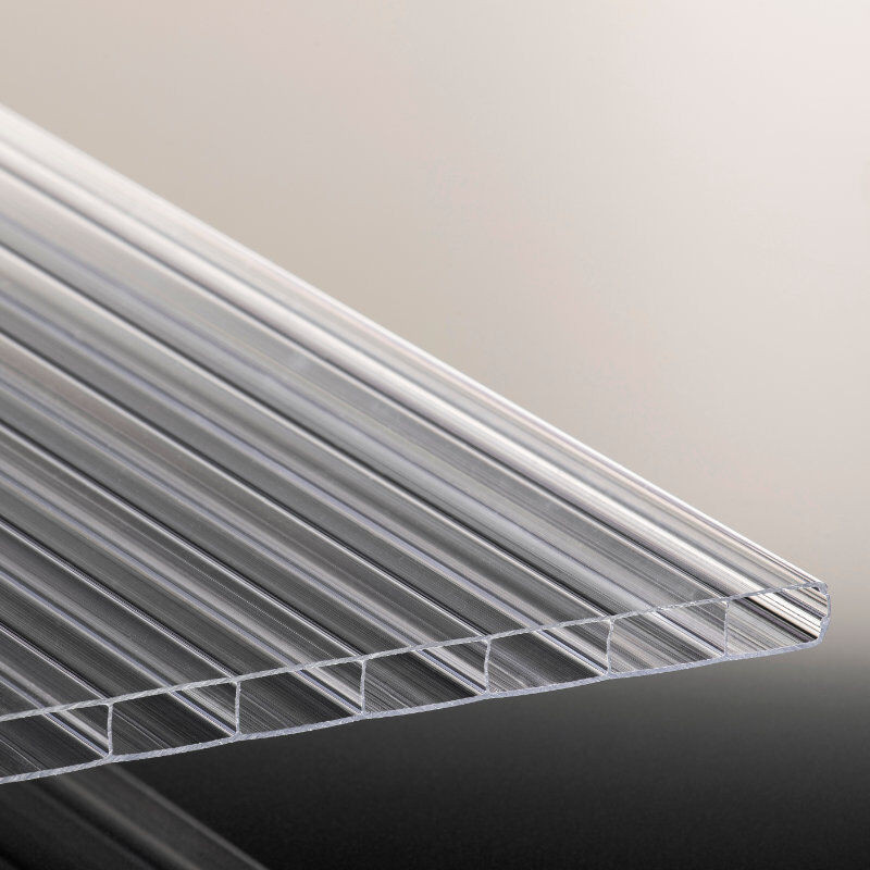 Doppelstegplatte Polycarbonat Poly Breitkammer 16 mm, Breite: 98 cm, glasklar transparent - Bild 1