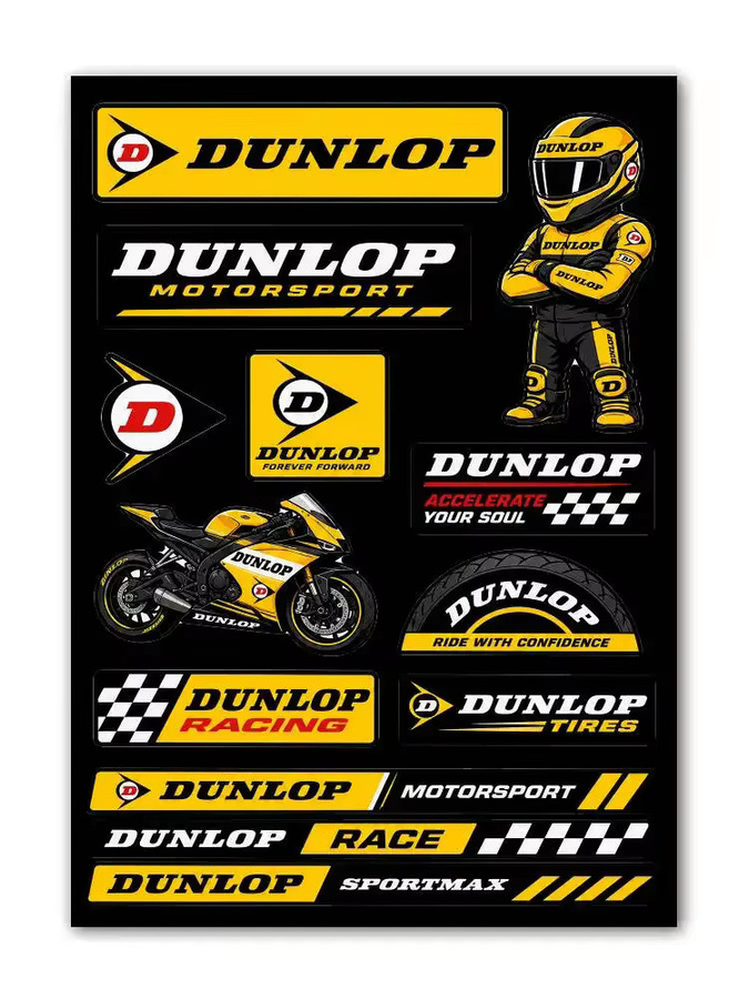 Dunlop Wasserfeste Graffiti PVC-Aufkleber in Multicolour für Auto, Motorrad, Skateboard und Helm - Bild 4