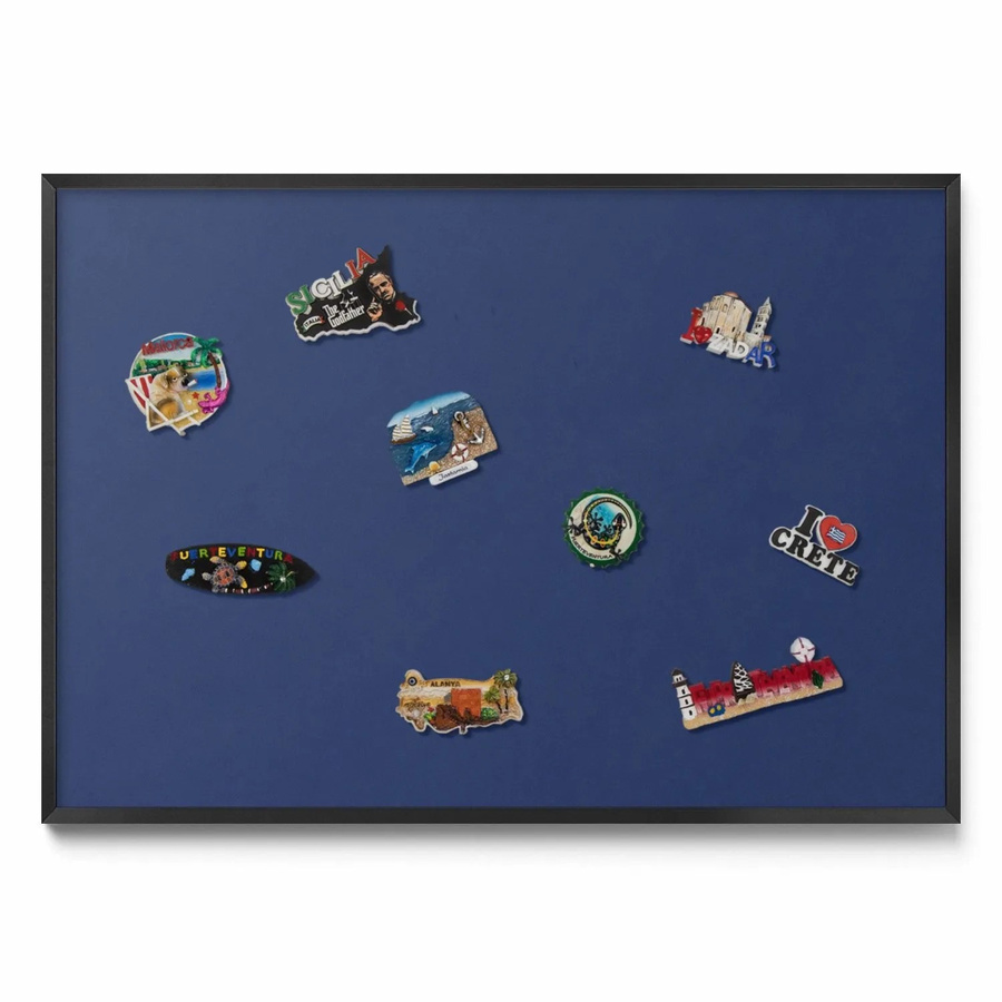 Tulup Magnettafel Metall als Magnetpinnwand für Urlaubsmagnete, Farbe Marineblau mit schwarzem Rahmen, Breite: 100 cm, Höhe: 70 cm - Bild 2
