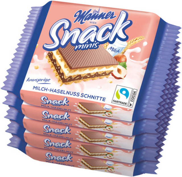 Manner Snack Minis Milch-Haselnuss 5 x 25 g - Bild 1