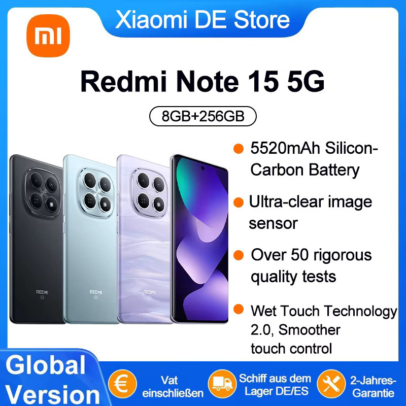 Xiaomi Redmi Note 15 5G Smartphone Global Version in Blau mit 6,77 Zoll Ultra-Large Screen, 108MP Kamera und Snapdragon 6 Gen 3 Prozessor - Bild 5