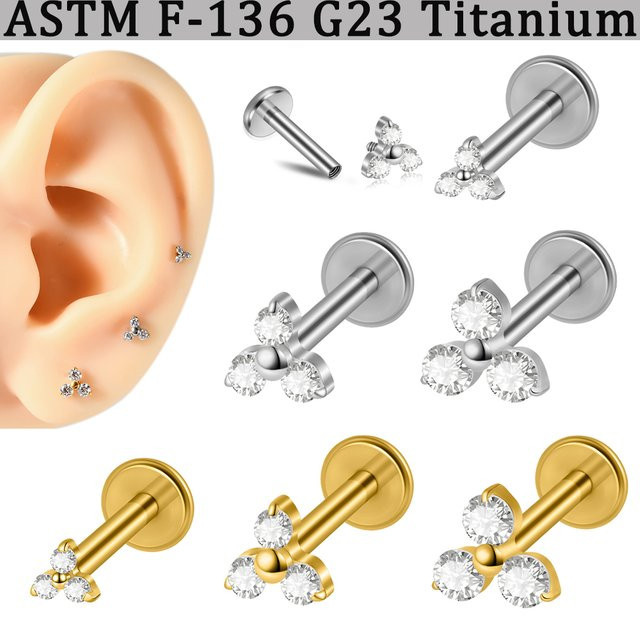 Ohrring Titan, Zirkonia, 16G, Unisex - Bild 1