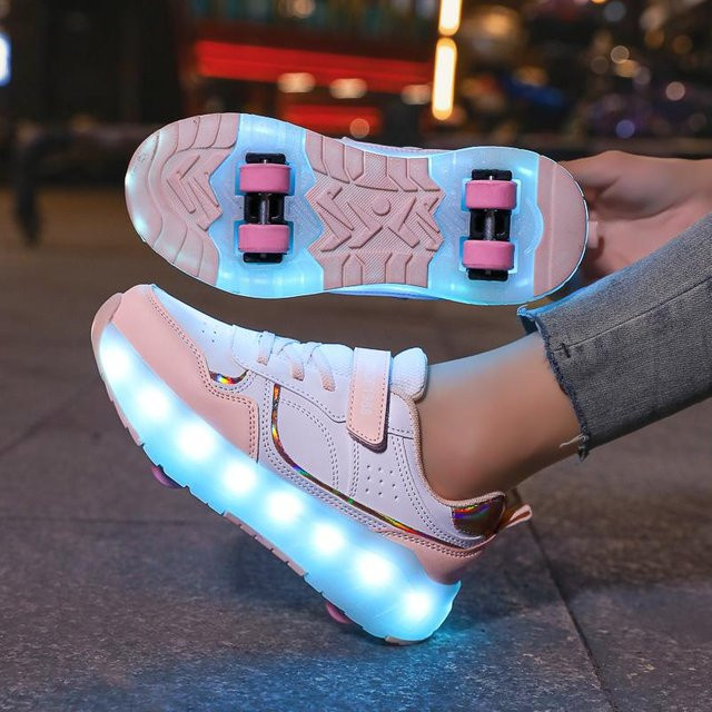 Leuchtende Rollschuhschuhe, mit Rädern, USB-Aufladung, Größe 37 - Bild 1