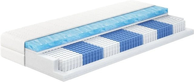 AM Qualitätsmatratzen Gelschaum-Taschenfederkernmatratze mit 1000 Federn, Weiß, B/T: 90 x 200 cm, Härtegrad H3 - Bild 1