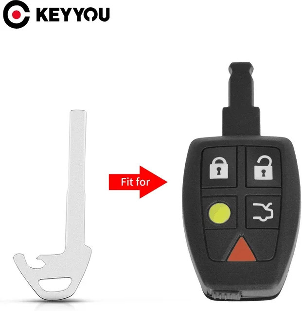 KEYYOU Fernbedienung Schlüssel Blank Klinge für Volvo S40 S60 S80 XC60 V40 V70 V60 in Silber - Bild 1