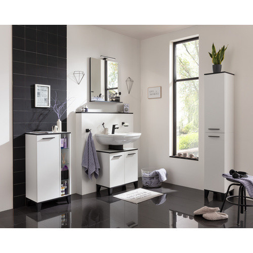 Fackelmann Midischrank TE-A in Weiß Matt mit Soft-Close-Türen und Regalböden, B/T/H: 47 x 32 x 94,2 cm - Bild 6