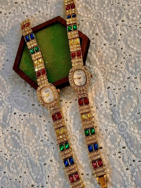 LSVTR Armbanduhr Gold, Diamant, Quarz, Milanaise, Damen - Bild 1