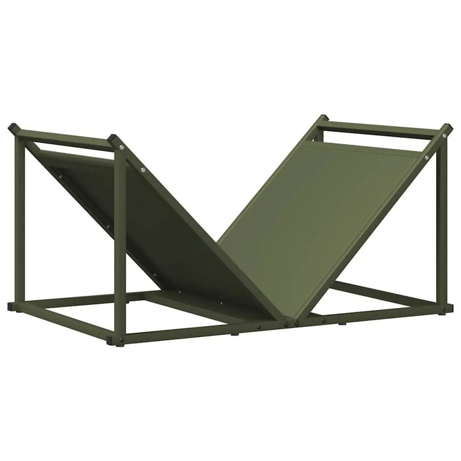 vidaXL Brennholzregal aus kaltgewalztem Stahl in Olivgrün, B/T/H: 70 x 43 x 34,5 cm - Bild 2