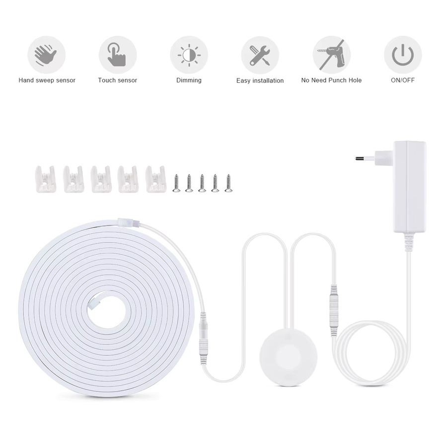 Gyarfas COB LED Neon Streifen mit Bewegungssensor und Touch-Dimmer, Warmweiß, Wasserdichtes Silikon Lichtband für Schrank, Küche und Schlafzimmer, 24V - Bild 2