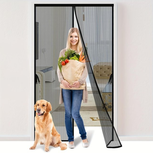 Magnetische Fliegengittertür von YC Direct in Schwarz aus Polyester, B/H: 100 x 210 cm - Bild 1