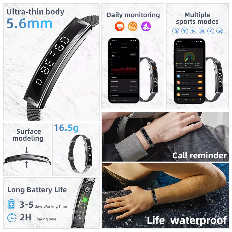 LIGE Smartwatch Gold Unisex mit Herzfrequenz- und HRV-Monitor, Wasserdichtem Sportarmband für Android und iOS mit Anruf-Erinnerung und Schrittzähler - Bild 6