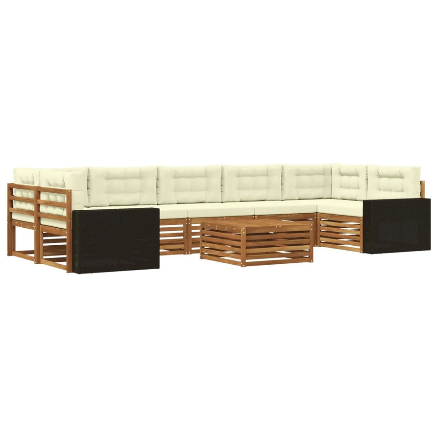 vidaXL Outdoor-Sofagarnitur aus Akazienholz mit 8 Teilen in Natur und Beige - Bild 2