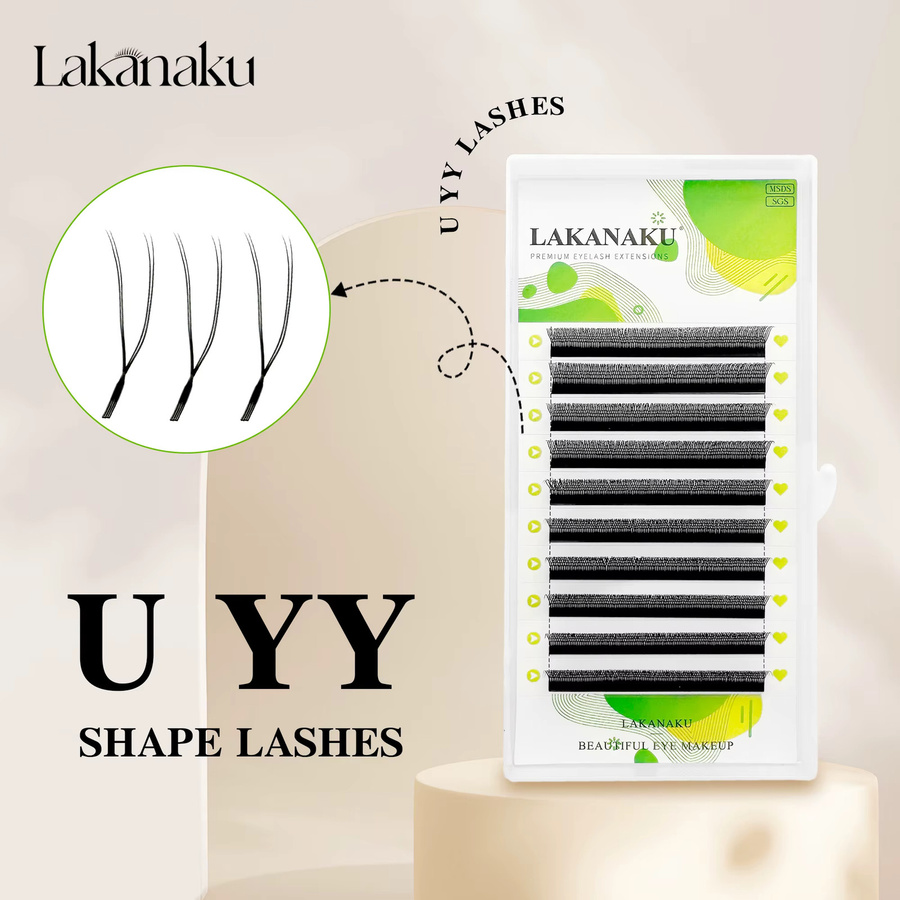 Lakanaku YY Lashes Wimpernverlängerung, 2D, U-Form Curl - Bild 4