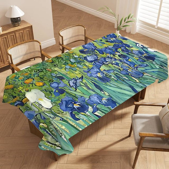 JMG Household Supplies Van Gogh Ölgemälde Tischdecke aus Polyester, rechteckig, mehrfarbig, B: 140 cm, T: 160 cm, wasserabweisend und waschbar - Bild 1