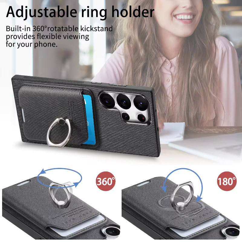 Rutschfeste MagSafe Hülle mit magnetischem Kartenhalter für Samsung Galaxy S27 S26 S25 S24 S23 S22 Ultra Plus FE Edge Wallet Cover in Schwarz oder Braun - Bild 4