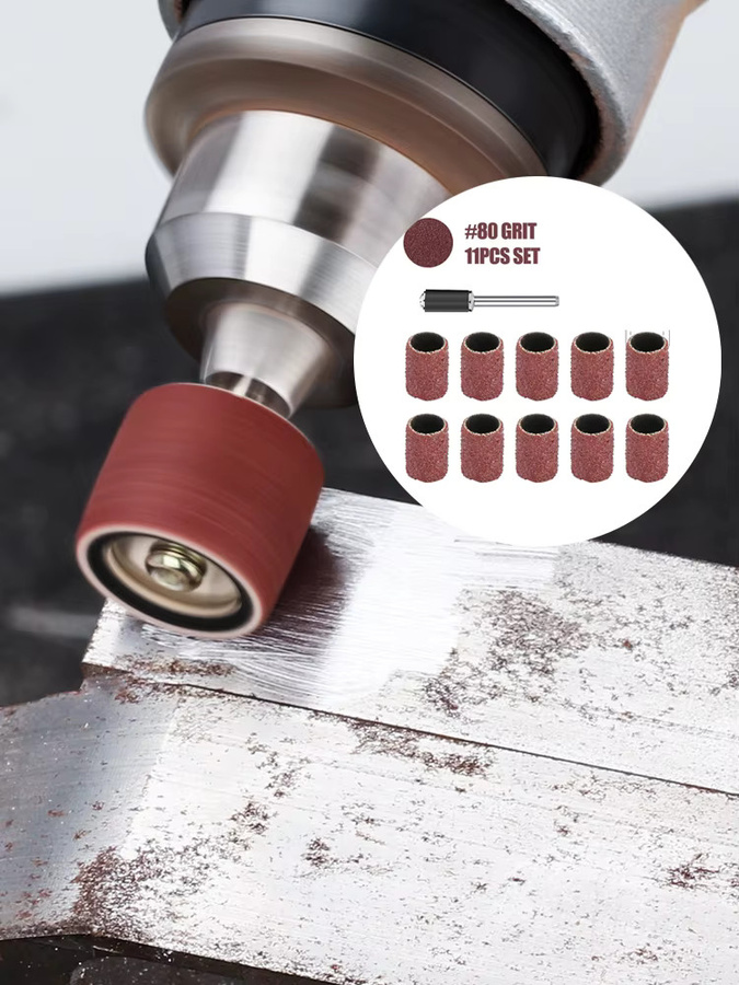 XCAN Schleiftrommel-Set mit Trommeldornen für Dremel-Rotationswerkzeuge, 11–102 Stück, Körnung 80/100/120, Durchmesser 12,7 mm - Bild 7
