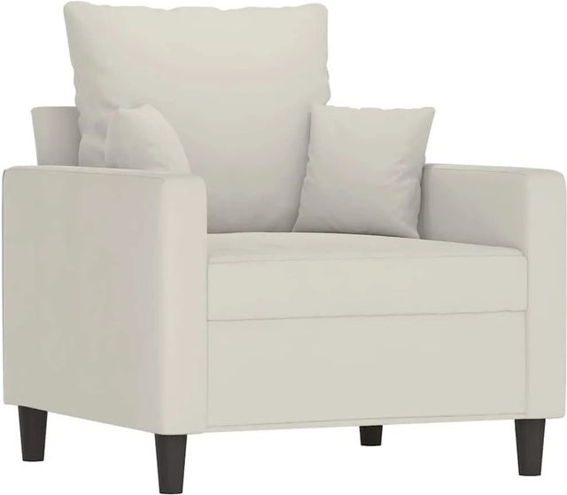 vidaXL Sessel in Beige aus Samt mit Armlehnen und Metallgestell - Bild 1