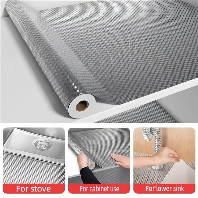 Selbstklebende Aluminiumfolie als Öl-proof Küchentapete in Silber, Breite: 40 cm - Bild 1